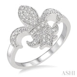 1/6 ctw Round Cut Diamond Fleur De Lis Ring in 10K White Gold