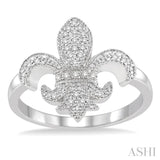 1/6 ctw Round Cut Diamond Fleur De Lis Ring in 10K White Gold