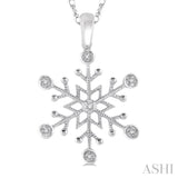 1/50 ctw Snowflake Motif Round Cut Diamond Pendant With Link Chain in 10K White Gold