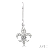 1/8 ctw Fleur De Lis Round Cut Diamond Earrings in 10K White Gold
