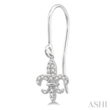 1/8 ctw Fleur De Lis Round Cut Diamond Earrings in 10K White Gold