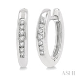 1/10 ctw Inlay Round Cut Diamond Huggie Petite Earrings in 10K White Gold