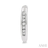 1/10 Ctw Inlay Round Cut Diamond Huggie Petite Earrings in 10K White Gold
