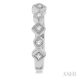 1/10 ctw Circular & Rhombus Mount Round Cut Diamond Huggie Petite Earrings in 10K White Gold