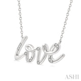 1/20 ctw Love Scribed Round Cut Diamond Pendant With Chain in Sterling Silver
