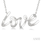 1/20 ctw Love Scribed Round Cut Diamond Pendant With Chain in Sterling Silver