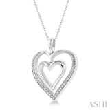1/50 ctw Twin Heart Round Cut Diamond Pendant With Chain in Sterling Silver