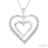 1/50 ctw Twin Heart Round Cut Diamond Pendant With Chain in Sterling Silver
