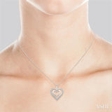 1/50 ctw Twin Heart Round Cut Diamond Pendant With Chain in Sterling Silver