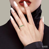 2.6 MM Emerald and 3/8 ctw Round Cut Diamond Precious Wedding Band in 14K Yellow Gold