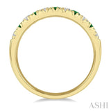 2.3 MM Emerald and 1/4 ctw Round Cut Diamond Precious Wedding Band in 14K Yellow Gold