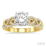 1/3 ctw Lattice Round Cut Diamond Semi-Mount Engagement Ring in 14K Yellow and White Gold