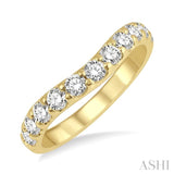 3/4 ctw Arched Center Round Cut Diamond Wedding Band in 14K Yellow Gold