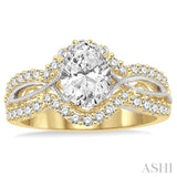 1/2 ctw Diamond Semi-Mount Engagement Ring in 14K Yellow and White Gold