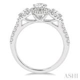 1 ctw Past, Present & Future Round Cut Diamond Engagement Ring With 3/8 ct Pear Cut Center Stone in 14K White Gold