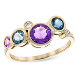 14KT Gold Ladies Amethyst & Blue Topaz Fashion Ring
