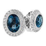 14KT Gold Blue Topaz Earrings