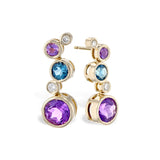 14KT Gold Amethyst & Blue Topaz Earrings