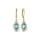 14KT Gold Blue Topaz Earrings