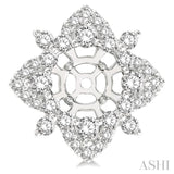 1 1/3 ctw Floral Round Cut Diamond Earrings Jacket in 14K White Gold