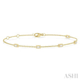 1/4 ctw Petite Baguette Diamond Station Bracelet in 10K Yellow Gold