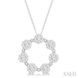 2 ctw 7 Lovebright Circular Round Cut Diamond Pendant in 14K White Gold with Chain