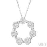 2 ctw 7 Lovebright Circular Round Cut Diamond Pendant in 14K White Gold with Chain