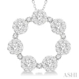 2 ctw 7 Lovebright Circular Round Cut Diamond Pendant in 14K White Gold with Chain
