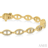 1 ctw Mariner Link Round Cut Diamond Bracelet in 14K Yellow Gold
