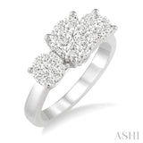 1 ctw Triple Circle Round Cut Lovebright Diamond Ring in 14K White Gold