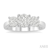 1 ctw Triple Circle Round Cut Lovebright Diamond Ring in 14K White Gold