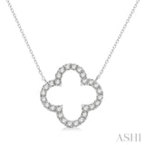 1/2 ctw Clover Round Cut Diamond Pendant in 14K White Gold