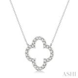 1/2 ctw Clover Round Cut Diamond Pendant in 14K White Gold