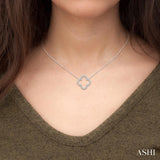 1/2 ctw Clover Round Cut Diamond Pendant in 14K White Gold