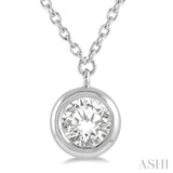 1/10 ctw Round Cut Diamond Pendant With Chain in 14K White Gold