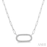 1/10 ctw Round Cut Diamond Paperclip Pendant in Sterling Silver