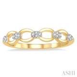 1/10 ctw Round Cut Diamond Stackable Oval Shape Link Fashion Band in 14K Yellow Gold