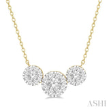 2 ctw 3-Stone Lovebright Round Cut Diamond Necklace in 14K Yellow and White Gold