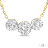 1/3 ctw 3-Stone Lovebright Round Cut Diamond Necklace in 14K Yellow and White Gold