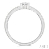 1/6 Ctw Petite Tri-Stone Scatter Princess, Baguette & Round Cut Diamond Fashion Ring in 10K White Gold