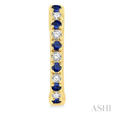 1.35 MM Round Shape Sapphire and 1/10 Ctw Petite Round Cut Diamond Precious Fashion Huggies in 10K Yellow Gold