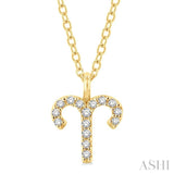 1/10 ctw Aries Round Cut Diamond Zodiac Pendant With Chain in 14K Yellow Gold