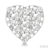 1 Ctw Heart Shape Lovebright Round Cut Diamond Stud Earring in 14K White Gold