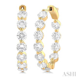5 ctw Inside-Out Single Prong Set Round Cut Diamond Hoop Earrings in 14K Yellow Gold