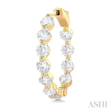 5 ctw Inside-Out Single Prong Set Round Cut Diamond Hoop Earrings in 14K Yellow Gold