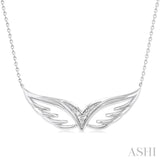 1/50 Ctw Angel Wing Round Cut Diamond Fashion Pendant With Chain in Sterling Silver