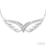 1/50 Ctw Angel Wing Round Cut Diamond Fashion Pendant With Chain in Sterling Silver