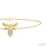 1/20 ctw Petite Bumble Bee Round Cut Diamond Fashion Bracelet in 10K Yellow Gold