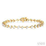 3 1/2 Ctw Mixed Shape Fusion Diamond Fashion Bracelet in 14K Yellow Gold