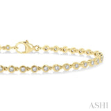 1 Ctw Bezel Set Round Cut Diamond Tennis Bracelet in 14K Yellow Gold